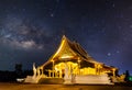 Temple at night with milky way
