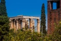 Temple of Olympian Zeus at Athens city center Royalty Free Stock Photo