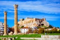 The Temple of Olympian Zeus Greek: Naos tou Olimpiou Dios, also known as the Olympieion, Athens. Royalty Free Stock Photo