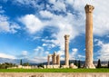 The Temple of Olympian Zeus is a monument of Greece and a former colossal temple at the center of the Greek capital Athens Royalty Free Stock Photo
