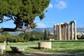 Temple of Olympian Zeus with a tree Royalty Free Stock Photo