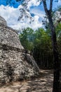 Temple of the Paintings at the ruins of the Mayan city Coba, Mexi Royalty Free Stock Photo