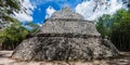 Temple of the Paintings at the ruins of the Mayan city Coba, Mexi Royalty Free Stock Photo