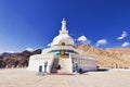 A temple is placed front of mountain in leh ladakh