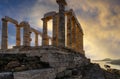 Temple of Poseidon at Cape Sounion, Attica / Greece. One of the Twelve Olympian Gods in ancient Greek religion and myth. He was go