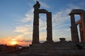 Temple of Poseidon at Cape Sounion Attica Greece at sunset Royalty Free Stock Photo