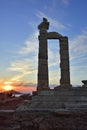 Temple of Poseidon at Cape Sounion Attica Greece at sunset Royalty Free Stock Photo