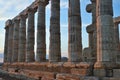 Temple of Poseidon at Cape Sounion Attica Greece at sunset Royalty Free Stock Photo