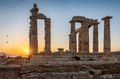 The Temple of Poseidon at Cape Sounion in Attica, Greece