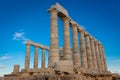 The Temple of Poseidon at Cape Sounion at sunset, over the Aegean Sea, Greece Royalty Free Stock Photo