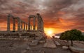 The Temple of Poseidon at Sounion during sunset