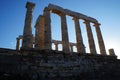 Temple of Poseidon in Sounion in sunset Royalty Free Stock Photo