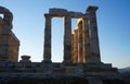 Temple of Poseidon in Sounion in sunset Royalty Free Stock Photo