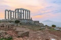 The Temple of Poseidon at sunset. Cape Sounion Royalty Free Stock Photo