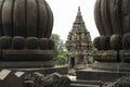 Temple on Prambanan betwee two decoration crowns Royalty Free Stock Photo