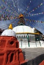 Temple with prayer wheels, Kathmandu Royalty Free Stock Photo