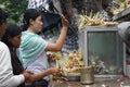 Temple Prayers, Pura Goa Lawah, Bali, Indonesia