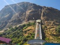 Temple and railway on mountain Nashik, India Royalty Free Stock Photo