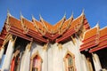 Temple Roof And The Pediment  Local Art. Marble Temple Royalty Free Stock Photo