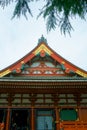 Temple roof of a traditional Japanese architecture. Asakusa Shrine is a Shinto shrine located in Tokyo, Japan Royalty Free Stock Photo