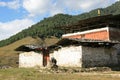 A temple is in ruins in the countryside near Gangtey, Bhutan