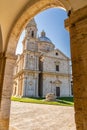 The Temple of San Biagio, imposing travertine church, in the middle of the Tuscan countryside, Montepulciano, Siena Royalty Free Stock Photo