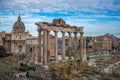 The Temple of Saturn within the Roman Forum, Rome Italy Royalty Free Stock Photo