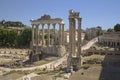 Temple of Saturn and Temple of Vespasian at Roman Forum seen from the Capitol, ancient Roman ruins, Rome, Italy, Europe Royalty Free Stock Photo