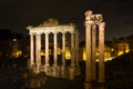 Temple of Saturn and Vespasian at night