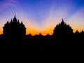 temple silhouet sunset plaosan nature