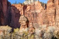 The Temple of Sinawava and Narrows hike area of Zion National Park