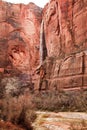 Temple Sinawava Waterfall Red Rock Wall Zion Royalty Free Stock Photo