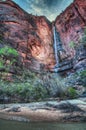 Temple of Sinawava Waterfall Royalty Free Stock Photo