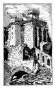 Temple for Sol Invictus The ruins of the temple Aurelian vintage engraving