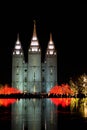 Temple Square Salt Lake City Utah with Christmas Lights Royalty Free Stock Photo