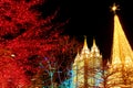 Temple Square Salt Lake City Utah with Christmas Lights Royalty Free Stock Photo