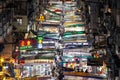 Overhead shot of Temple Street Night Market, Hong Kong, China Royalty Free Stock Photo