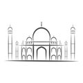 Temple Taj Mahal, Agra, India icons black and white silhouette isolated-vector illustration. White background. Royalty Free Stock Photo