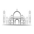 Temple Taj Mahal, Agra, India icons black and white silhouette isolated-vector illustration. White background.