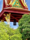 The temple in Thailand, telling the time of Buddha, Black bell ,the bell tower.