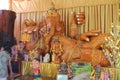 Temple in Thailand There is a beautiful Buddha. Antique Wood Carving. Wat Thai Samakkhi, Mae Sot District, Tak Province