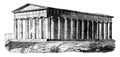 Temple of Theseus, Temple of Hephaestus and Athena Ergane, vintage engraving