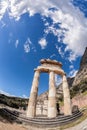 Temple tholos of Athena Pronaia Sanctuary in Delphi, Greece Royalty Free Stock Photo