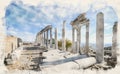 Temple of Trajan at Acropolis of Pergamon in Bergama, Izmir, Turkey