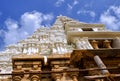 Temple in TRICHY India in the process of restoration against the backdrop of white clouds Royalty Free Stock Photo