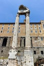 Temple of Vespasian and Titus at Roman Forum in city of Rome Royalty Free Stock Photo