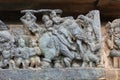 Hoysaleswara Temple wall carving of lord Indra king of heaven marching on his elephant