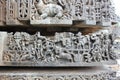 Hoysaleswara Temple Wall carving of war scene of Ramayana - Rama fighting with Ravana demon king