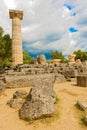 The Temple of Zeus ruins in ancient Olympia, Peloponnes, Greece Royalty Free Stock Photo