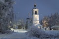 Temple, cathedral, cross, Orthodoxy, icons, dome, winter, snow Royalty Free Stock Photo